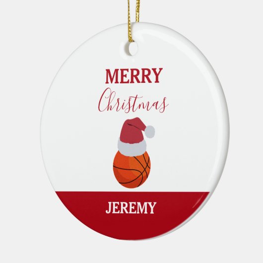 クリスマスバスケットボールスポーツ名前をカスタムする セラミックオーナメント (左)