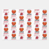 クリスマスバスケットボールスポーツ名前をカスタムする ラッピングペーパーシート (正面)