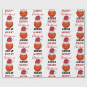 クリスマスバスケットボールスポーツ名前をカスタムする ラッピングペーパー (フラット)