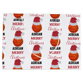 クリスマスバスケットボールスポーツ名前をカスタムする ラージペーパーバッグ (裏面)