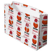 クリスマスバスケットボールスポーツ名前をカスタムする ラージペーパーバッグ (裏面アングル)