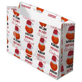 クリスマスバスケットボールスポーツ名前をカスタムする ラージペーパーバッグ (正面アングル)