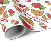 クリスマスバスケットボールパターン – パーソナライズ ラッピングペーパー (ロールコーナー)