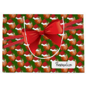 クリスマスバスケットボールパターン – 大 ラージペーパーバッグ (正面)