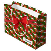 クリスマスバスケットボールパターン – 大 ラージペーパーバッグ (裏面アングル)