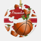 クリスマスバスケットボールパーソナライズオーナメント セラミックオーナメント (正面)