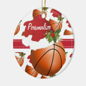 クリスマスバスケットボールパーソナライズオーナメント セラミックオーナメント (左)