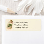 クリスマスバスケット付き農夫の少女ヴィンテージ ラベル (インサイチュ)