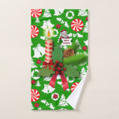 クリスマスバスタオオルセット、クリスマスキャンドル バスタオルセット (ハンドタオル)