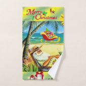 クリスマスバスタオオルセット、夏のビーチバムサンタ バスタオルセット (ハンドタオル)