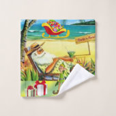 クリスマスバスタオオルセット、夏のビーチバムサンタ バスタオルセット (ウォッシュタオル)