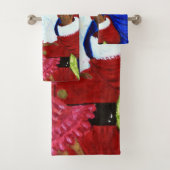 クリスマスバスルームのタオルのセット – エスニックサンタクロース バスタオルセット (インサイチュ)