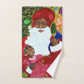 クリスマスバスルームのタオルのセット – エスニックサンタクロース バスタオルセット (ハンドタオル)