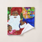 クリスマスバスルームのタオルのセット – エスニックサンタクロース バスタオルセット (ウォッシュタオル)