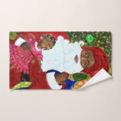 クリスマスバスルームのタオルのセット – エスニックサンタクロース バスタオルセット (ハンドタオル)