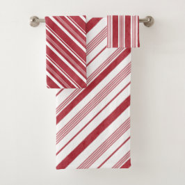 クリスマスバスルームのタオル赤飴セットストライプ品 バスタオルセット