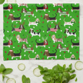 クリスマスバセットハウンドキッチンタオル キッチンタオル (折り畳み)