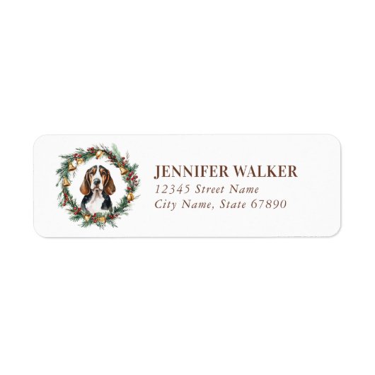 クリスマスバセットハウンド差出人住所ラベル ラベル (正面)
