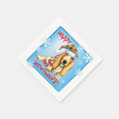 クリスマスバセットハウンド スタンダードカクテルナプキン (角)