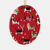 クリスマスバセットハウンド セラミックオーナメント (右)