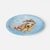 クリスマスバセットハウンド ペーパープレート (アングル)