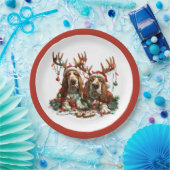 クリスマスバセット犬 ペーパープレート (パーティー)