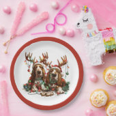 クリスマスバセット犬 ペーパープレート (パーティー)