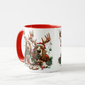 クリスマスバセット犬 マグカップ (正面左)