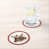 クリスマスバセット犬 ラウンドペーパーコースター (インサイチュ)