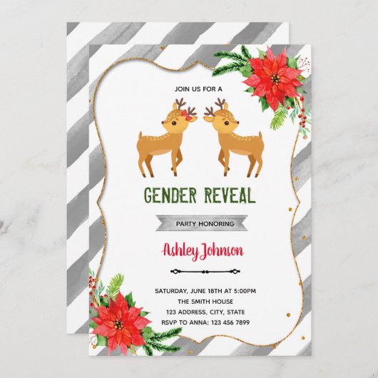 クリスマスバックまたはdoe性別の表示の招待 シーズンカード (正面/裏面)