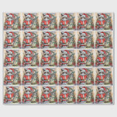クリスマスバックグラウンドを持つゴルフサンタバッグ ラッピングペーパー (フラット)