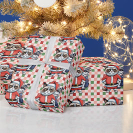 クリスマスバックグラウンドを持つゴルフサンタバッグ ラッピングペーパー