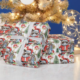 クリスマスバックグラウンドを持つゴルフサンタバッグ ラッピングペーパー