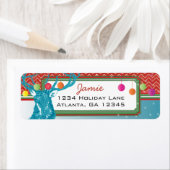 クリスマスバックディアジグザグパターンアクアと赤 ラベル