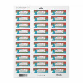 クリスマスバックディアジグザグパターンアクアと赤 ラベル (フルシート)