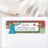 クリスマスバックディアジグザグパターン差出人住所 ラベル (インサイチュ)