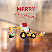 クリスマスバックホー建築トラック ウィンドウサイン (シート2)