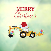 クリスマスバックホー建築トラック ウィンドウサイン (シート3)