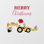 クリスマスバックホー建築トラック ウィンドウサイン (シート)