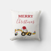 クリスマスバックホー建築トラック クッション (正面)