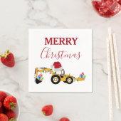 クリスマスバックホー建築トラック スタンダードカクテルナプキン (インサイチュ)