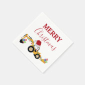 クリスマスバックホー建築トラック スタンダードカクテルナプキン (角)