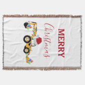 クリスマスバックホー建築トラック スローブランケット (正面)