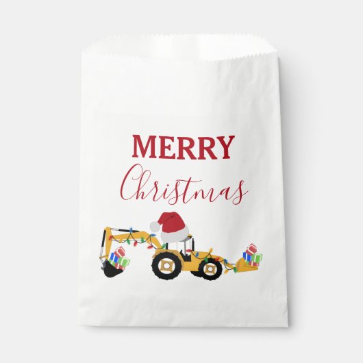 クリスマスバックホー建築トラック フェイバーバッグ (正面)
