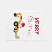 クリスマスバックホー建築トラック フリースブランケット (正面(横))