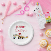 クリスマスバックホー建築トラック ペーパープレート (パーティー)