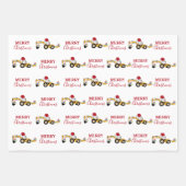 クリスマスバックホー建築トラック ラッピングペーパーシート (正面)