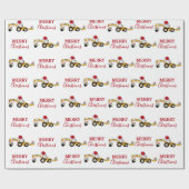 クリスマスバックホー建築トラック ラッピングペーパー (フラット)