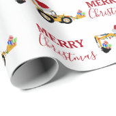 クリスマスバックホー建築トラック ラッピングペーパー (ロールコーナー)