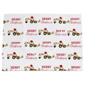 クリスマスバックホー建築トラック ラージペーパーバッグ (正面)